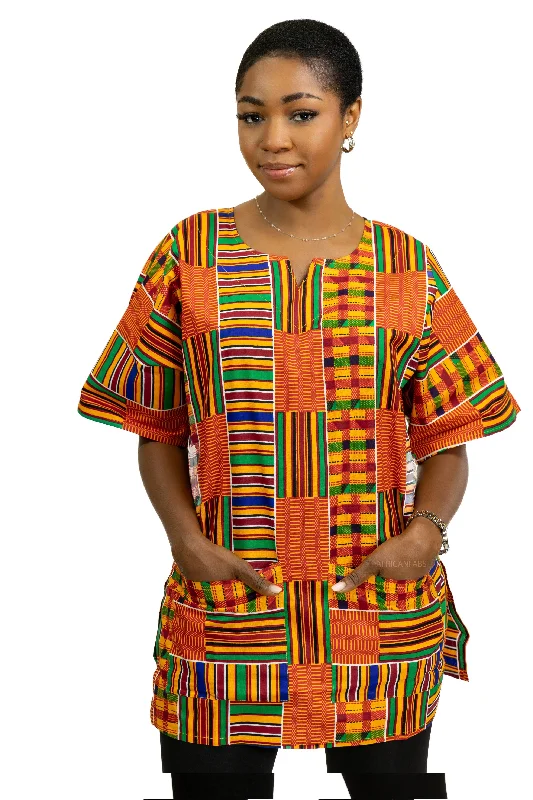 Exclusive Preview Multicolor Kente Dashiki Shirt / Dashiki Dress - African print top - Unisex Exclusive Preview Multicolor Kente Dashiki Shirt / Dashiki Dress - African print top - Unisex
