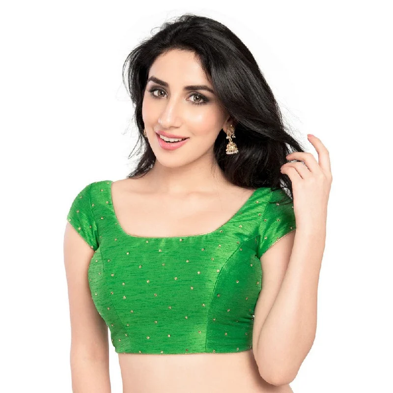 Price Cut Lovely Stone Work Designer Indian Traditional Parrot-Green Round Neck Saree Blouse Choli (CO-202SL-Parrot-Green) Price Cut Lovely Stone Work Designer Indian Traditional Parrot-Green Round Neck Saree Blouse Choli (CO-202SL-Parrot-Green)