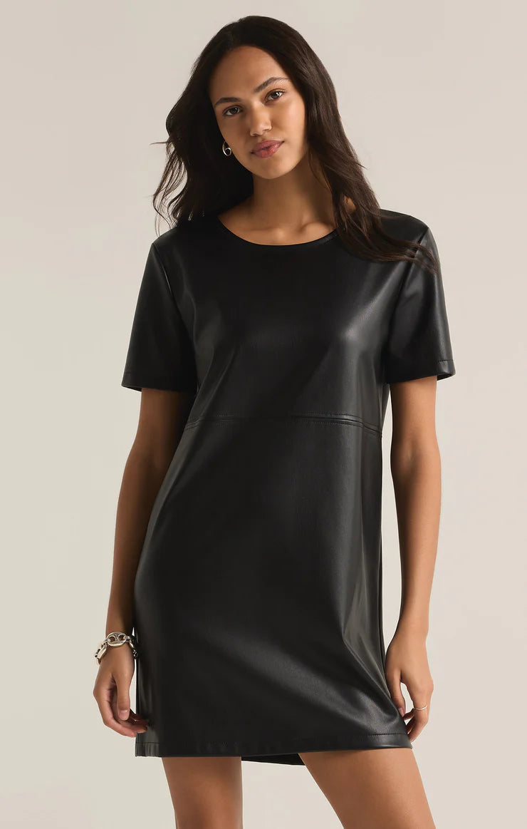Season Finale Sale London Faux Mini Dress - Black