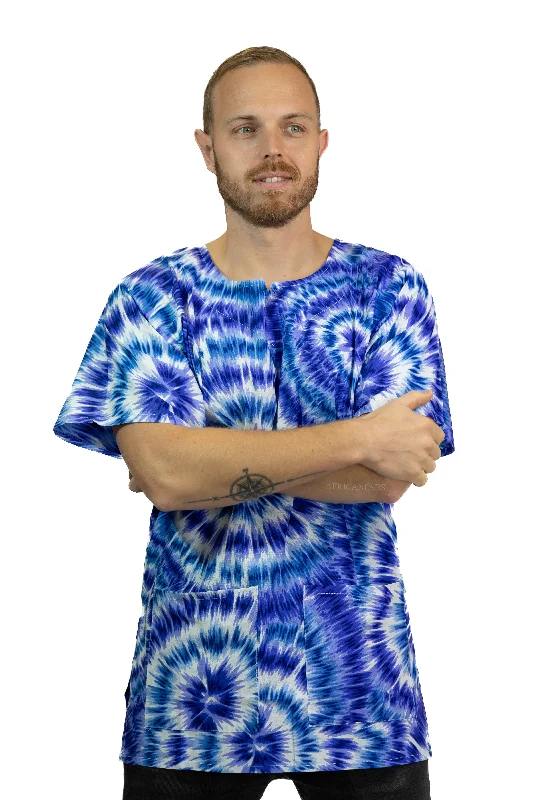 Quick Sale Blue Tie Dye Dashiki Shirt / Dashiki Dress - African print top