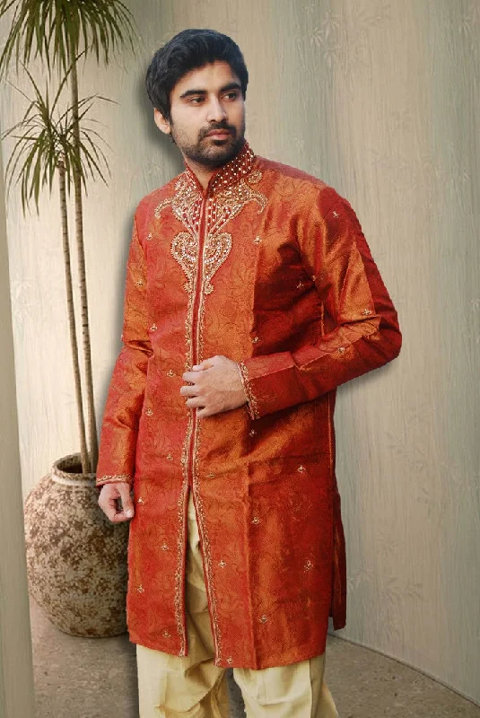 Best Bargains Trendy Rust Color Semi Sherwani Indian Traditional Sangeet Kurta Set- BL4033SNT Best Bargains Trendy Rust Color Semi Sherwani Indian Traditional Sangeet Kurta Set- BL4033SNT