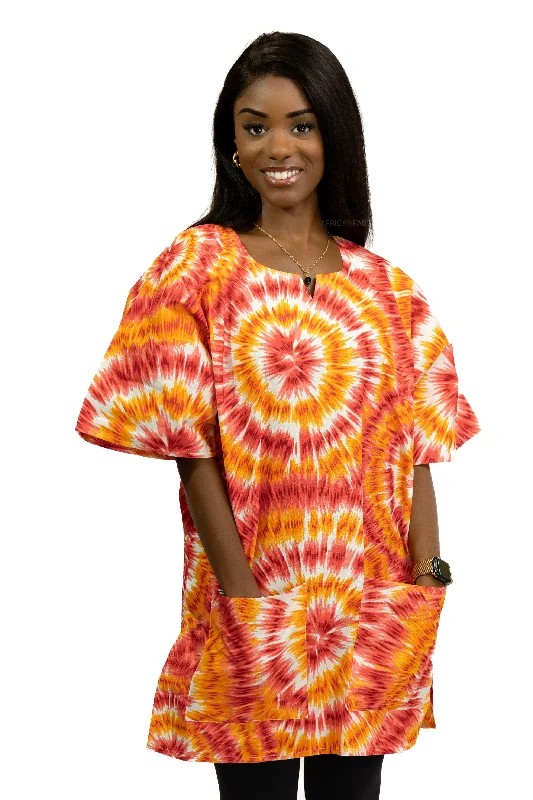 While Supplies Last Orange Tie-dye Dashiki Shirt / Dashiki Dress - African print top - Unisex While Supplies Last Orange Tie-dye Dashiki Shirt / Dashiki Dress - African print top - Unisex