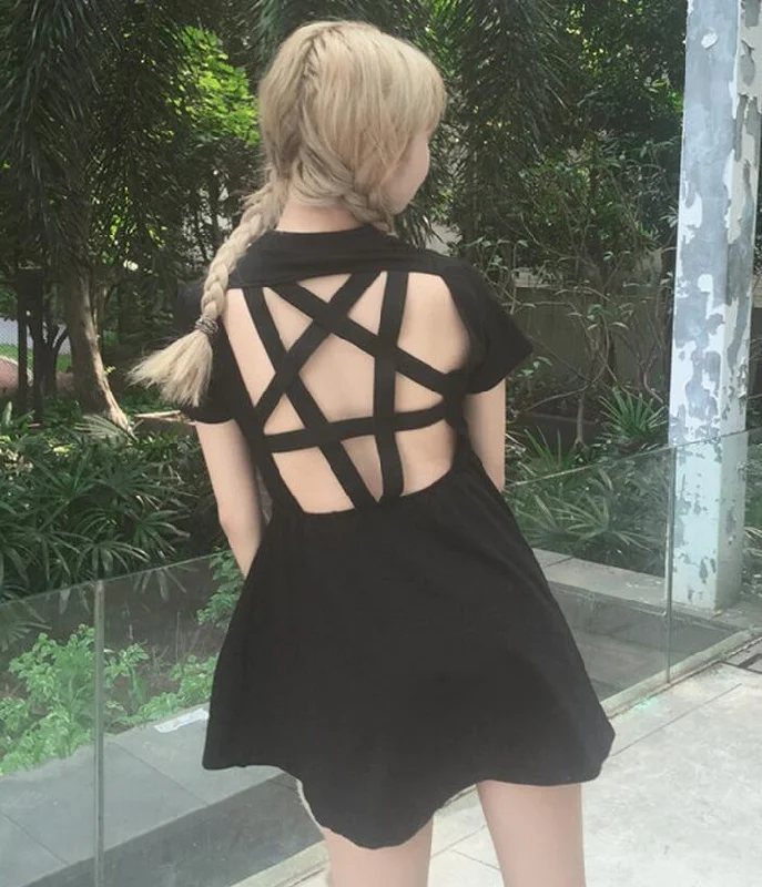 Best Bargains Black Pentagram Back Dress