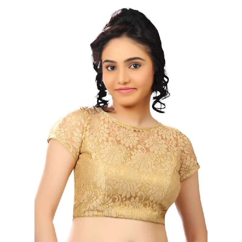 Price Fest Designer Indian Traditional Gold Fancy Net Padded Half Sleeves Saree Blouse Choli (X-269Sl) Price Fest Designer Indian Traditional Gold Fancy Net Padded Half Sleeves Saree Blouse Choli (X-269Sl)
