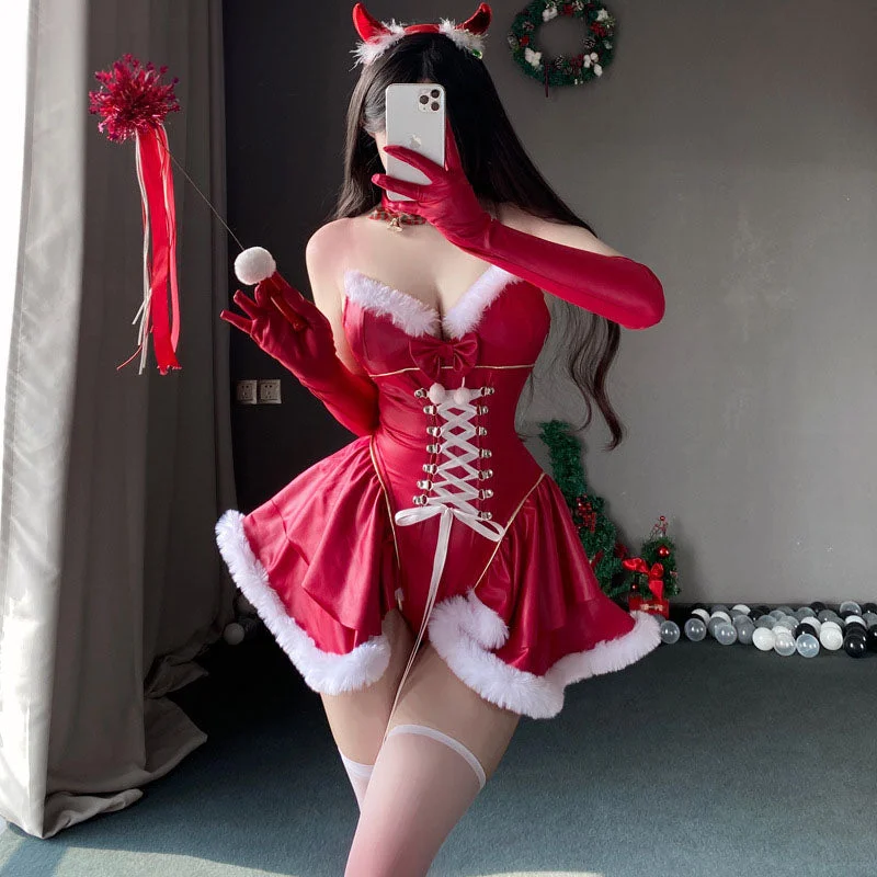 Online Only Christmas Corset Fur Dress
