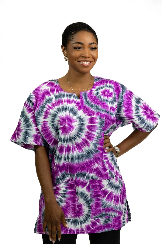 Take Advantage Purple Tie Dye Dashiki Shirt / Dashiki Dress - African print top