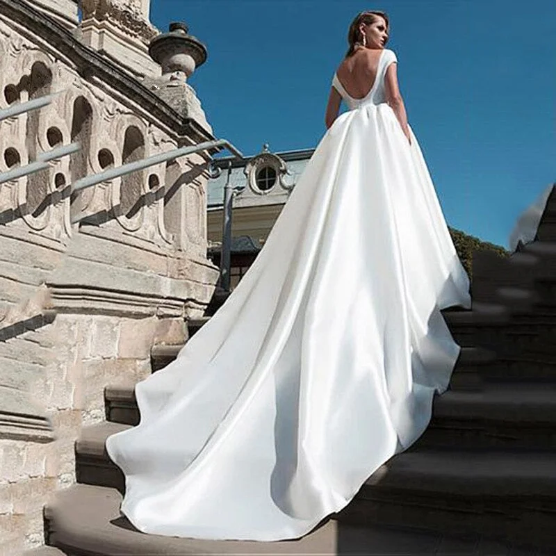 Unbeatable Prices Women's Satin Wedding Dress With Pockets