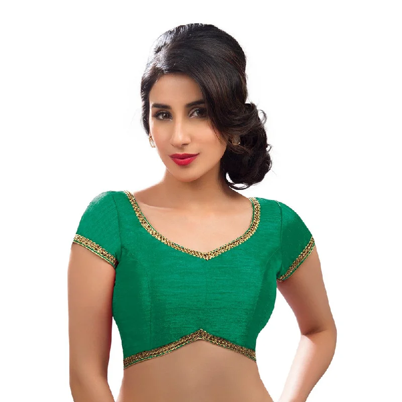 Crazy Savings Designer Indian Traditional Rama-Green Sweetheart-Neck Saree Blouse Choli (CO-203-Rama-Green) Crazy Savings Designer Indian Traditional Rama-Green Sweetheart-Neck Saree Blouse Choli (CO-203-Rama-Green)
