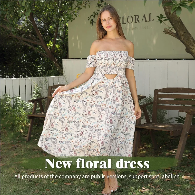 Massive Deals Women's Off Shoulder Strapless Floral Dress