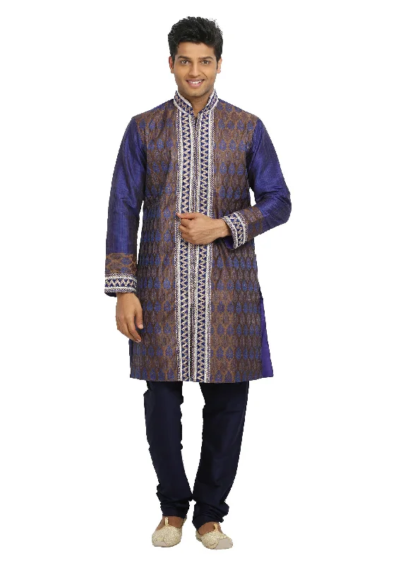 Price Slash Blue Violet Indian Wedding Kurta Pajama for Men