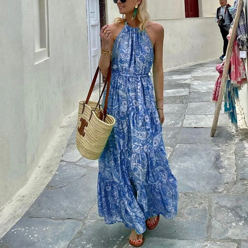 One-DAY Sale Temperament Sleeveless Mid Length Fashion Printed Dress