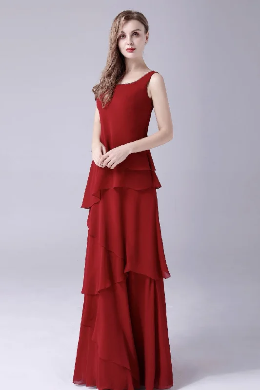 Daily Deals Burgundy Ruffles Chiffon Mother of the Bride Dresses With Jacket outfit