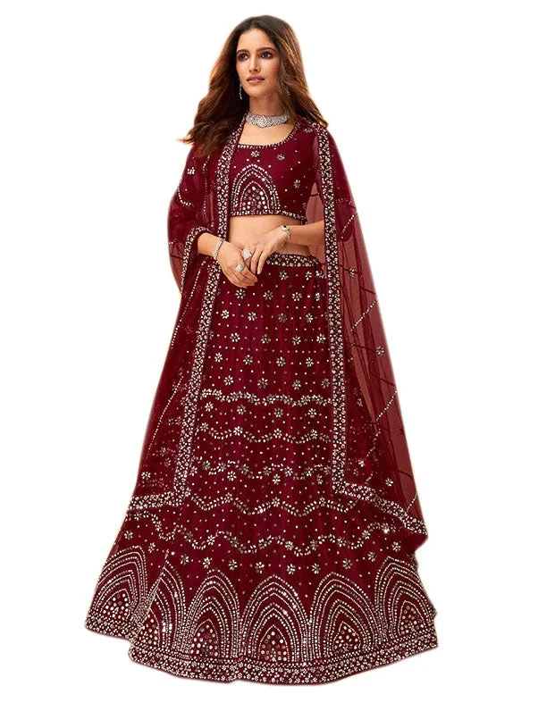 Early Access Striking Maroon Party Lehenga - SNT11023