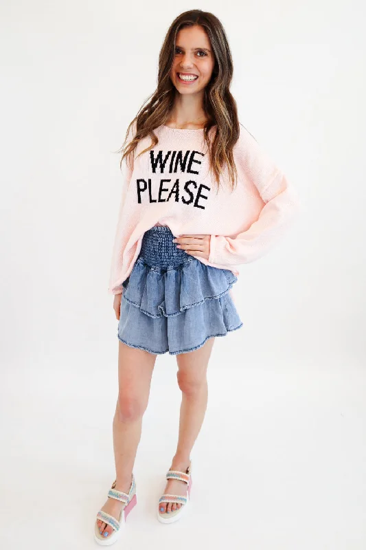 Great Deals Wine Please Sweater- Pink