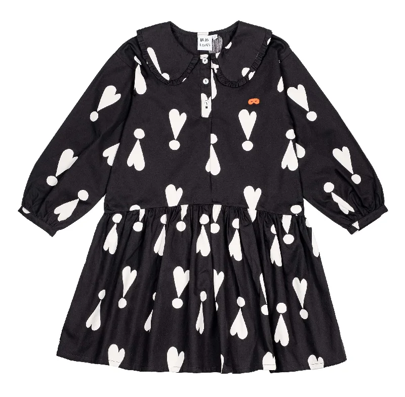 Buy More, Save More Black Exclamation Hearts Collar Dress