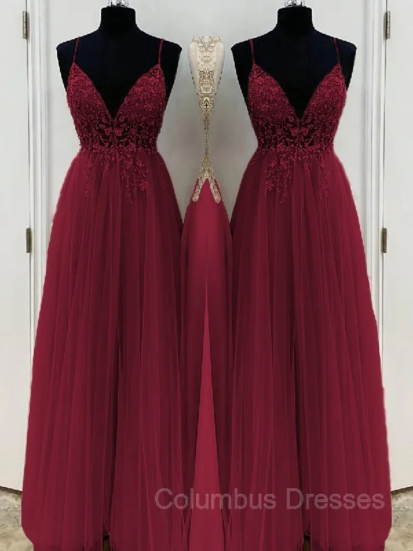 Reduced Prices A-Line/Princess V-neck Floor-Length Tulle Prom Dresses With Beading