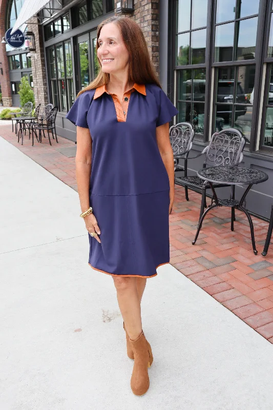 Limited Time Offer Becky Blue and Tan Dress