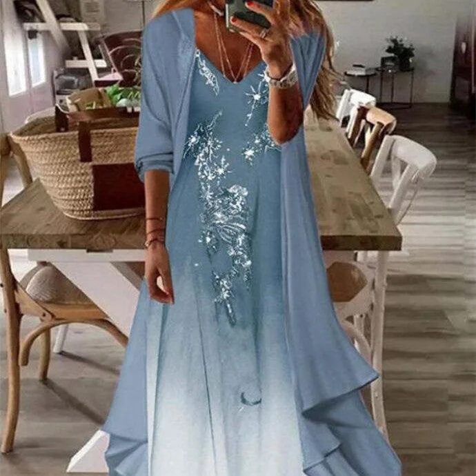 Stock Clearance Summer Women's Clothing Print Holiday Strap Dress Indian Style Large Swing Skirt Two-piece Set Stock Clearance Summer Women's Clothing Print Holiday Strap Dress Indian Style Large Swing Skirt Two-piece Set