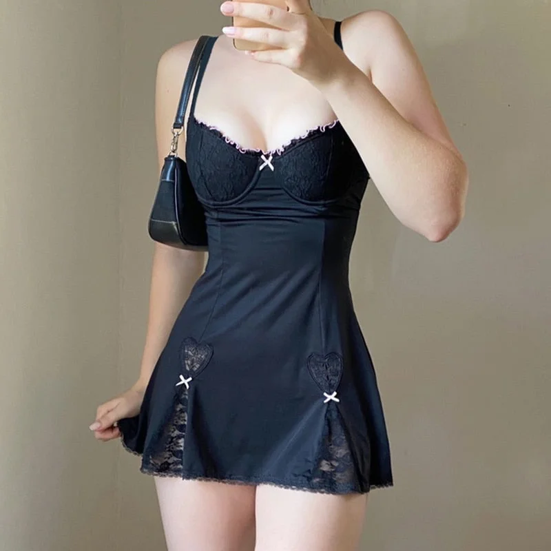 YEAR-End Sale Women's Summer Retro Lace Patchwork Strap Party Mini Dress with Spaghetti Straps YEAR-End Sale Women's Summer Retro Lace Patchwork Strap Party Mini Dress with Spaghetti Straps