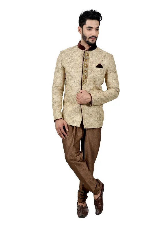 Price Rollback Majestic Peary and Brown Jodhpuri Printed Mandarin Collar Indian Suit Sherwani Set For Men - RK3066SNT Price Rollback Majestic Peary and Brown Jodhpuri Printed Mandarin Collar Indian Suit Sherwani Set For Men - RK3066SNT