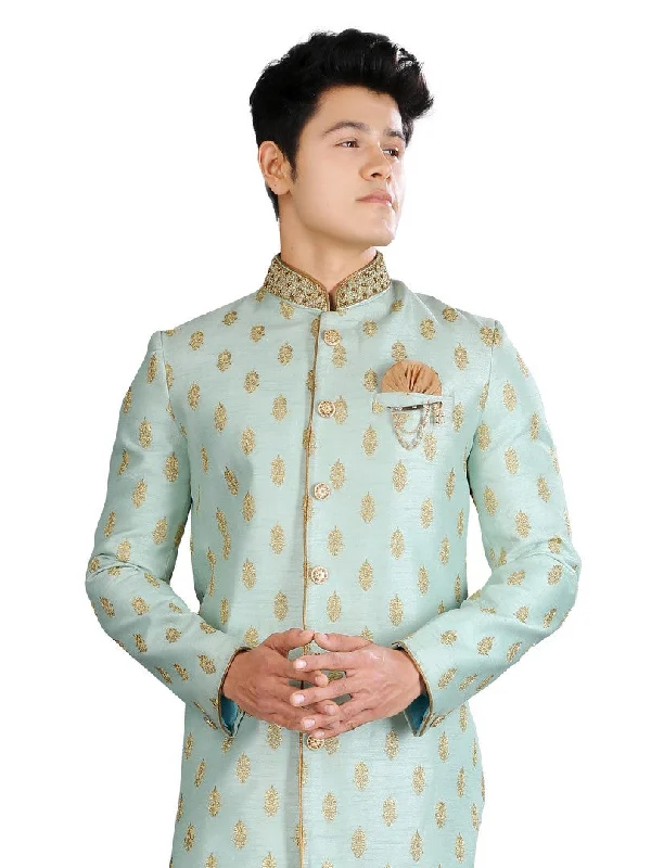Amazing Deals Embroidery Work Pista Silk Traditional Indian Wedding Indo-Western Sherwani for Men -RK1195 Amazing Deals Embroidery Work Pista Silk Traditional Indian Wedding Indo-Western Sherwani for Men -RK1195