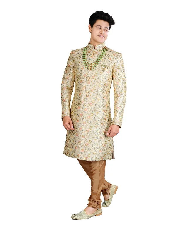 Savings Spectacular Delicate Pista Silk Traditional Indian Wedding Indo-Western Sherwani for Men Savings Spectacular Delicate Pista Silk Traditional Indian Wedding Indo-Western Sherwani for Men