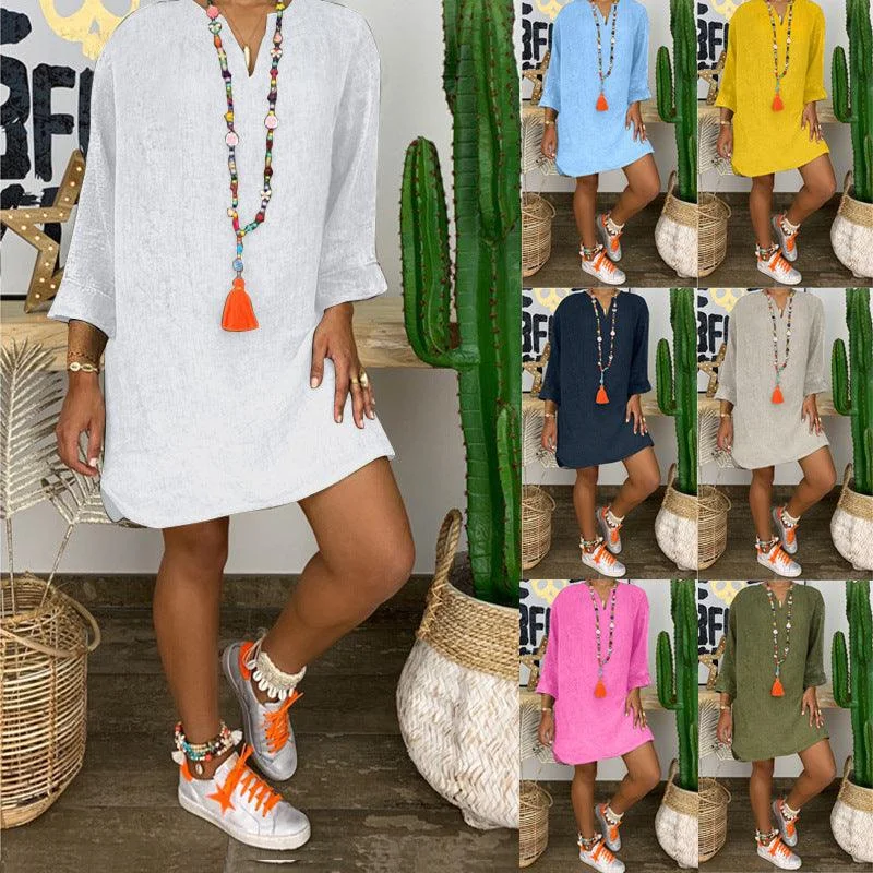 Lowest Prices New Indian Style Loose Long Sleeve Cotton Linen Skirt