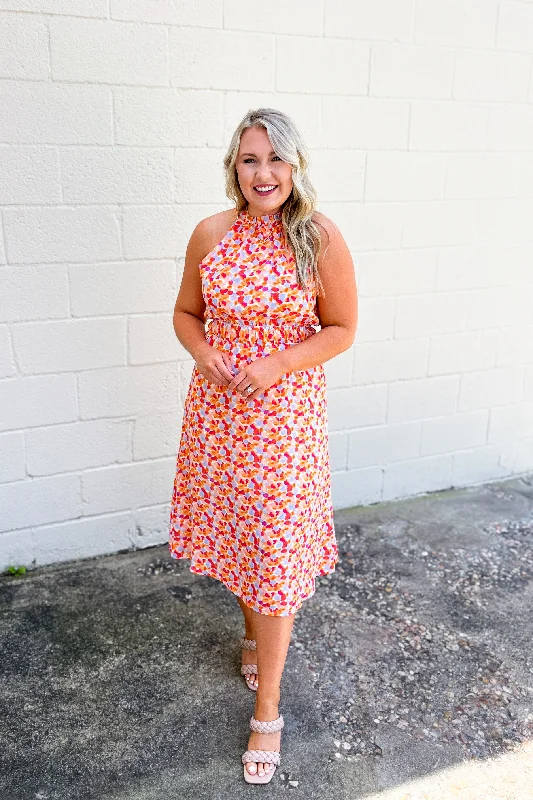 Super Bargain Give Me Answers Colorful Spotted Midi Dress