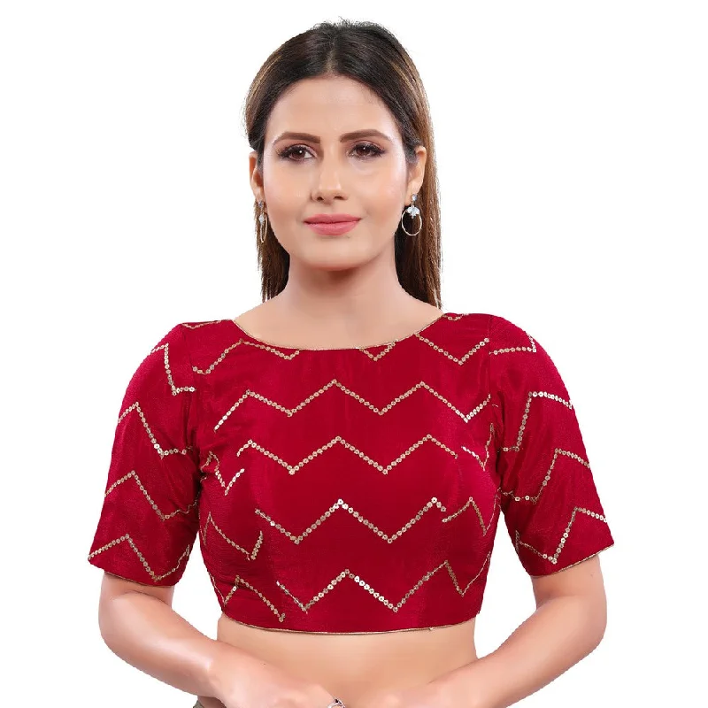 Final Clearance Magnificent Red Designer Indian Traditional Zig-Zag Sequence Elbow length Saree Blouse Choli (X-981ELB-Red) Final Clearance Magnificent Red Designer Indian Traditional Zig-Zag Sequence Elbow length Saree Blouse Choli (X-981ELB-Red)