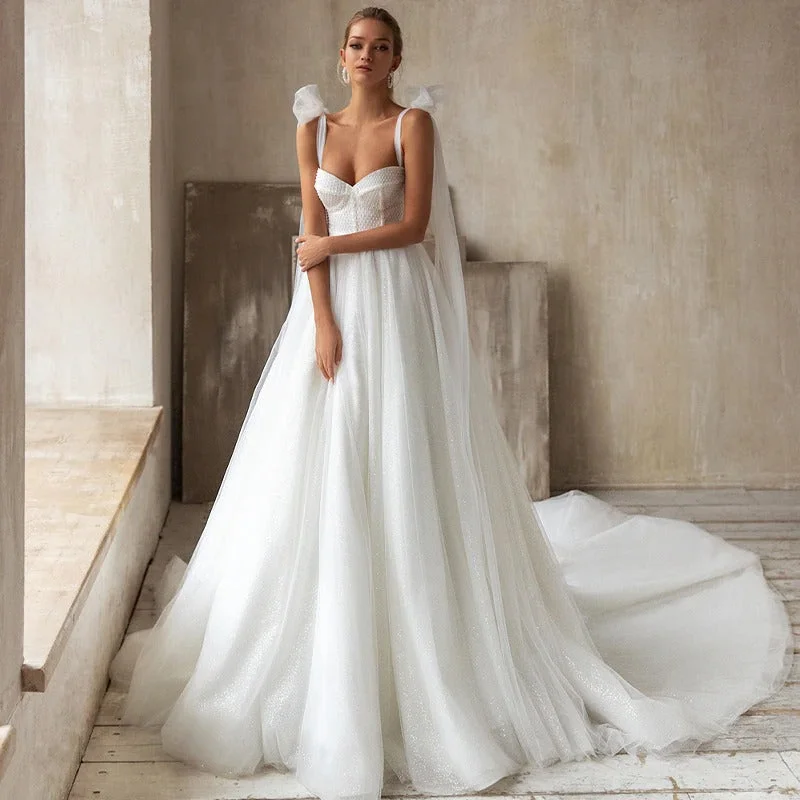 Super Deal Women's Backless V-Neck Wedding Dress