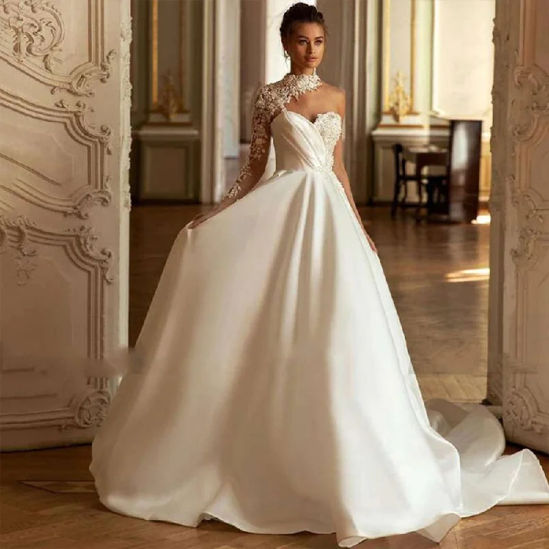 Limited Time Discount Women's Floor-Length Wedding Dress With Open Back