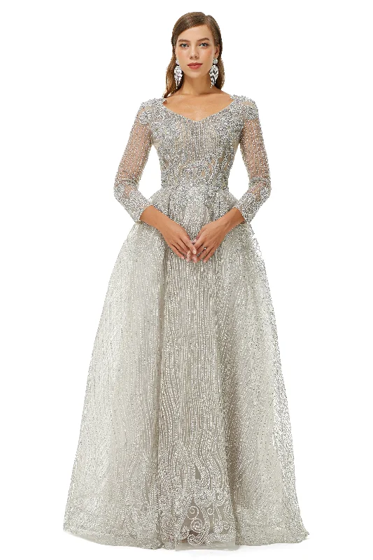 Flash Deals A-line V-neck Beading Floor-length Long Sleeve Open Back Lace Corset Prom Dresses outfit Flash Deals A-line V-neck Beading Floor-length Long Sleeve Open Back Lace Corset Prom Dresses outfit