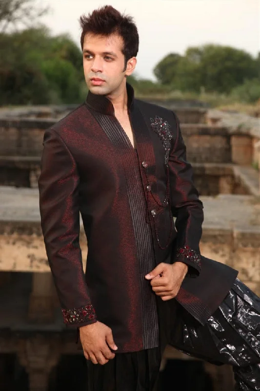Price Rollback Dashing Maroon Indian Wedding Indo-Western Sherwani for Men -BL1013