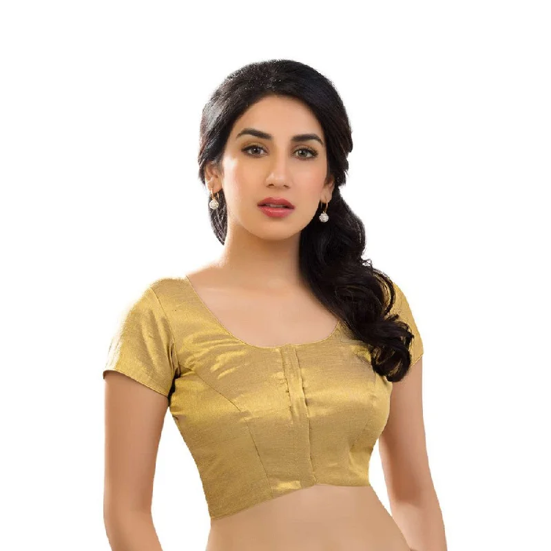 Stock Clearance Elegant Simple Shimmer Gold Designer Indian Traditional Round Neck Saree Blouse Choli (CO-289-Gold) Stock Clearance Elegant Simple Shimmer Gold Designer Indian Traditional Round Neck Saree Blouse Choli (CO-289-Gold)