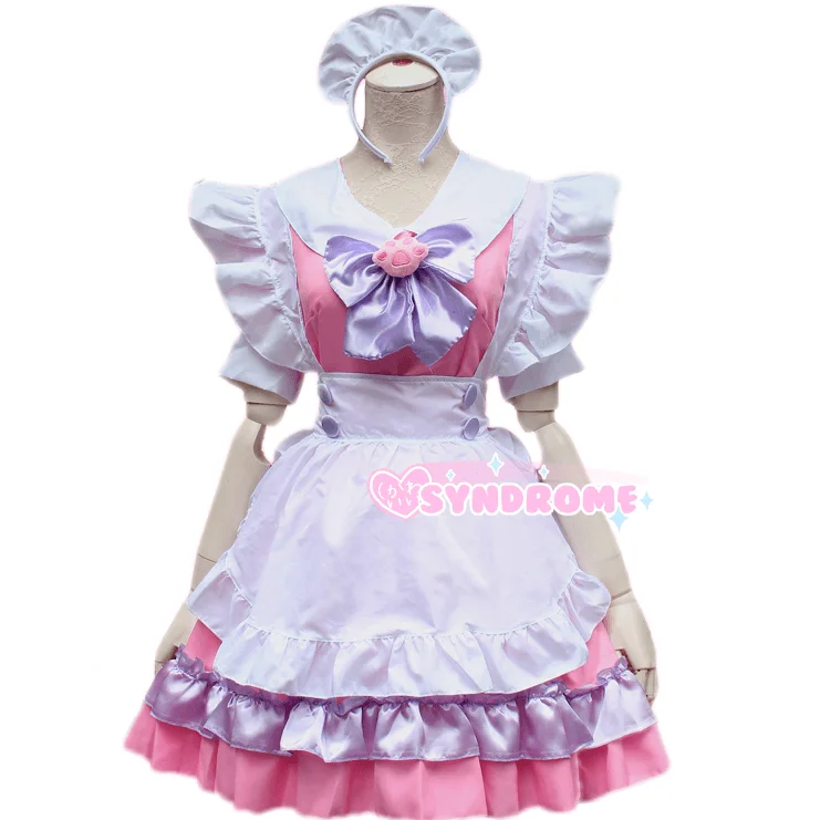 Final Clearance Pink Cat Paw Bow Maid Dress SD00782