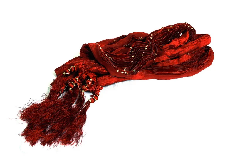 Super Savings Maroon Diamond Pleating Khesh Stole- SNTBL0095