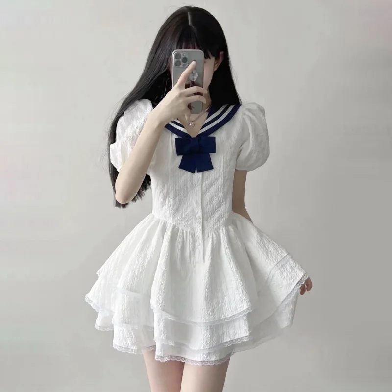 Exclusive Deal Summer Sailor White Dress SD01868