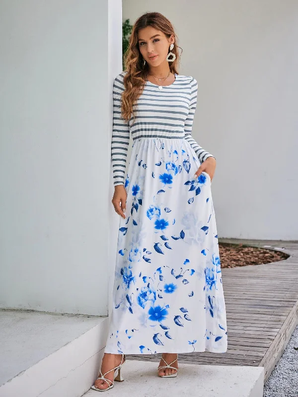 Hurry In Women's Summer Casual Long Sleeved Maxi Dress