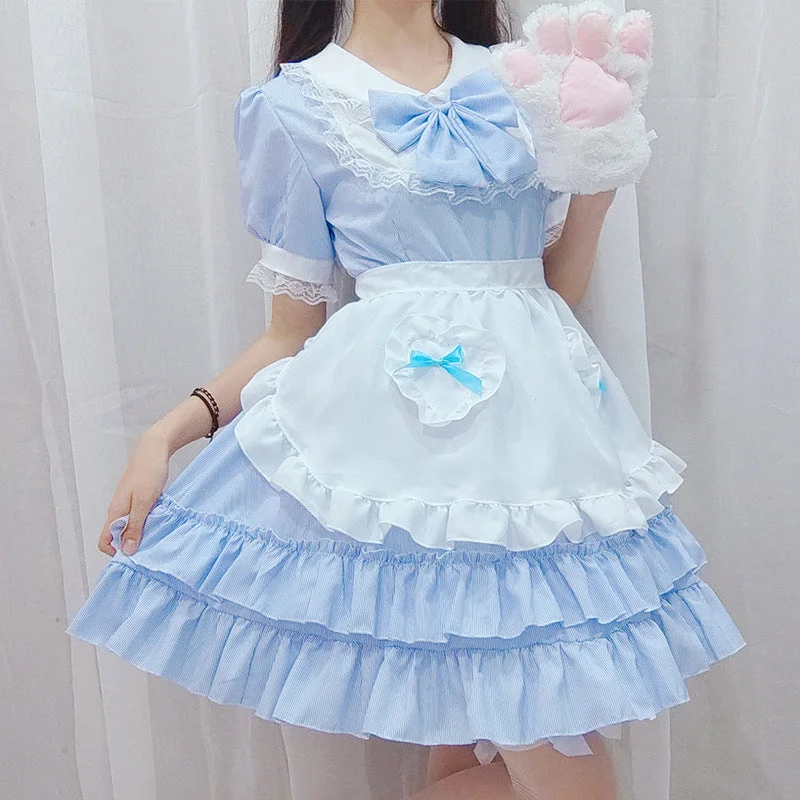 Take Advantage Blue Lolita Ruffle Maid Dress