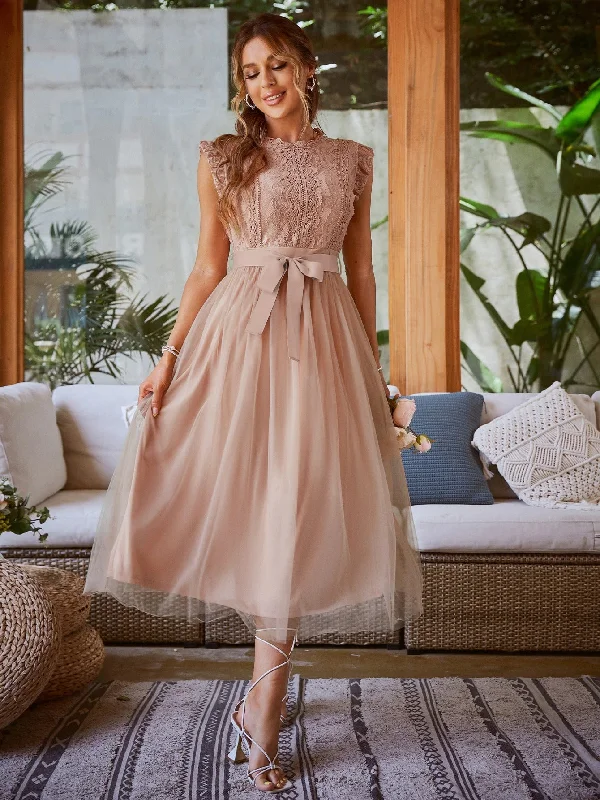 Warehouse Sale Women's Summer Sleeveless Ruffle Mesh Dress