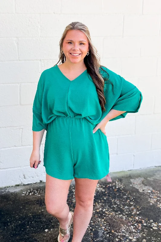Markdown Madness You've Got The Look Romper, Kelly Green