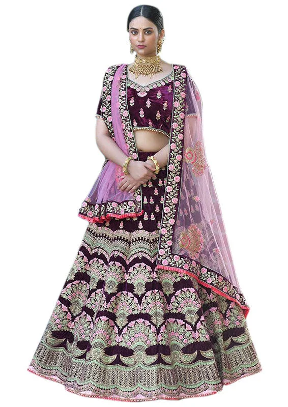 Lowest Prices Extravagant Royal Purple Embroidered Lehenga- SNT11010