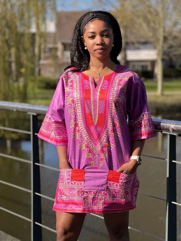 Massive Deals Purple / Red Dashiki Shirt / Dashiki Dress - African print top - Unisex - Vlisco Massive Deals Purple / Red Dashiki Shirt / Dashiki Dress - African print top - Unisex - Vlisco