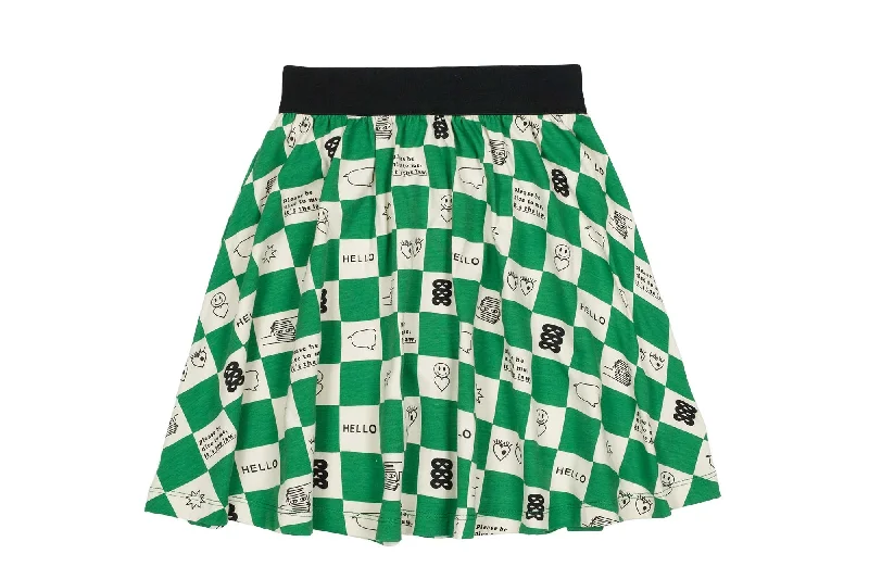 Blowout Sale True Green Comic Book Check Circle Skirt