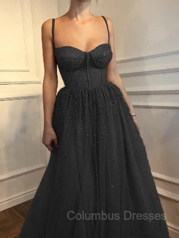 Hurry In A-Line/Princess Spaghetti Straps Floor-Length Tulle Prom Dresses With Beading Hurry In A-Line/Princess Spaghetti Straps Floor-Length Tulle Prom Dresses With Beading