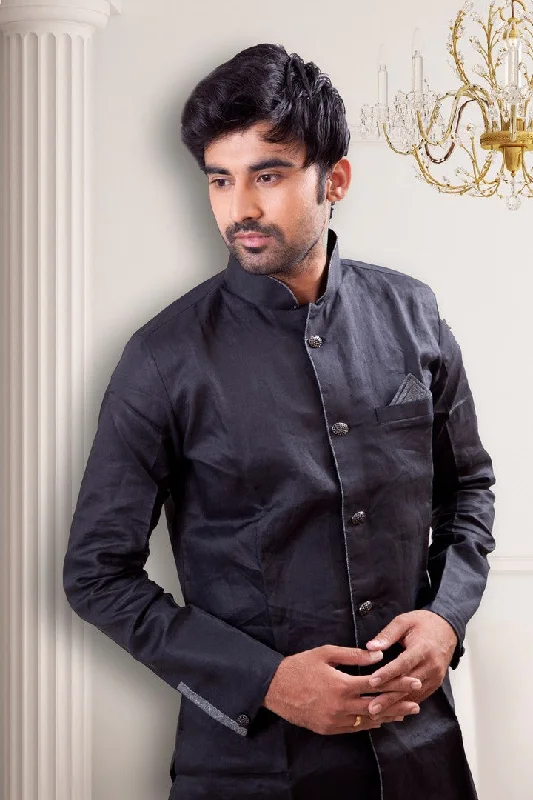 Lowest Prices Black Pathani Suit Indian Traditional Kurta Set- BL4043SNT
