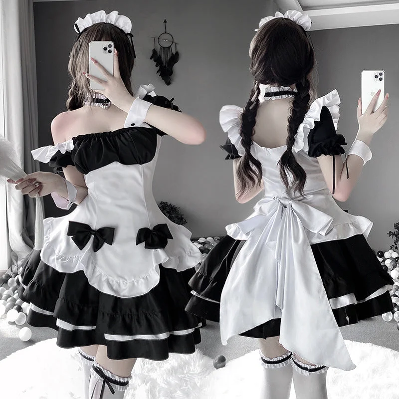 Fantastic Deals Kawaii Bow Black White Maid outfit