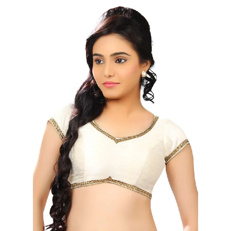 Online Specials Designer Indian Traditional Off-White Sweetheart-Neck Saree Blouse Choli (CO-203-Off-White) Online Specials Designer Indian Traditional Off-White Sweetheart-Neck Saree Blouse Choli (CO-203-Off-White)