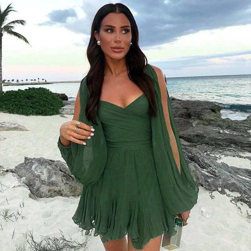 Early Bird Discount Women's Solid Color Slim Fit Short Dress