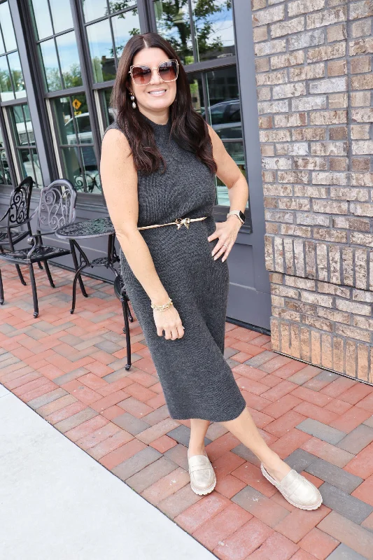 Price Slash Oh Ophelia Knit Dress - Charcoal